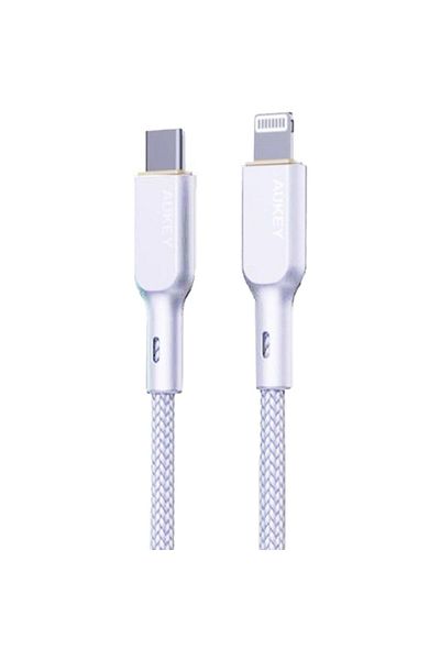 AUKEY Nylon Braided USB-C To Lightning Cable 1.8m White
