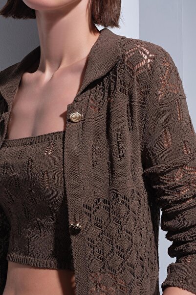 JOIN US Ajurlu Haki Maxi Hırka