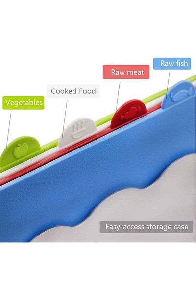 Saharaz 4PCS Cutting Board,Waterproof Groove Design,Handle Color Marked Non-slip Durable,for Kitchen,Green