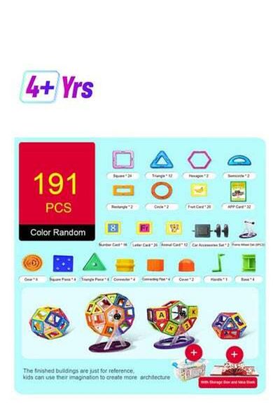 HALAMODO TX-191 191-Piece Color Random Magnetic Blocks Building Toys Set With Storage Bag And Idea Book 191 4