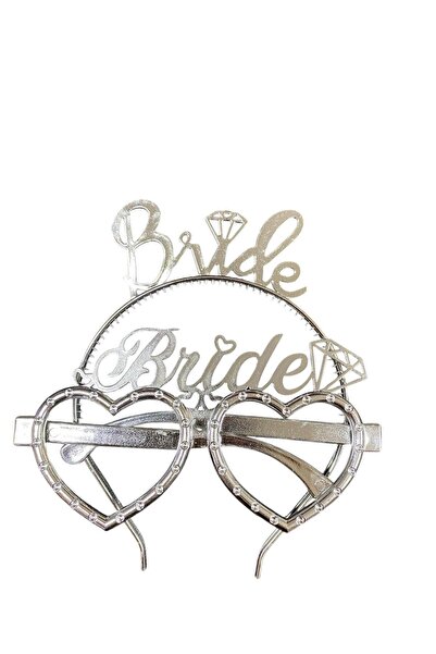 PM Koncept za zabavu Mika Crown - set naočara u obliku srca za mladu, srebrne...