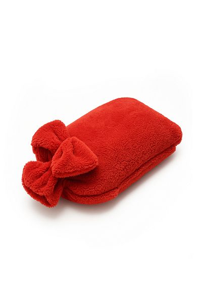 Özgüner Oyuncak Soft Plush Water Bag Cover – Warm Design with Ribbon Detail Red