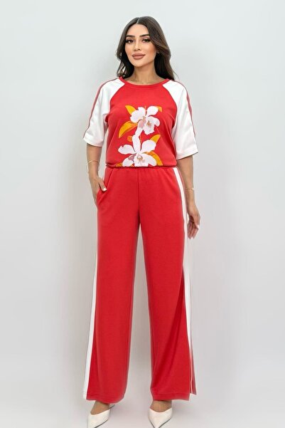 FEVER Kontrast Şerit detaylı geniş paça pantolon