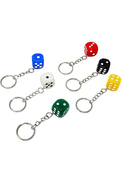 Limmy Dice Keychain 1 Piece Car Bag Ornament Keychain - White