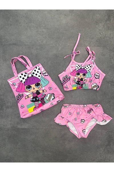 YUMİYUMM Girl's Character Printed Bikini Set with Bag