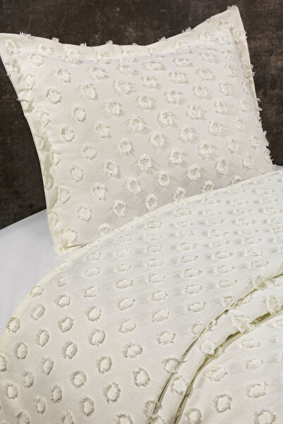 CANDAN ÇEYİZ Pompon Arlina Geo Modern Single Multi-Purpose Cover Bedspread Pike (with a Gift)