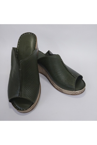 Mira Deri Genuine Leather 5.5 cm Wedding Heel Orthopedic Women's Slippers Vignot