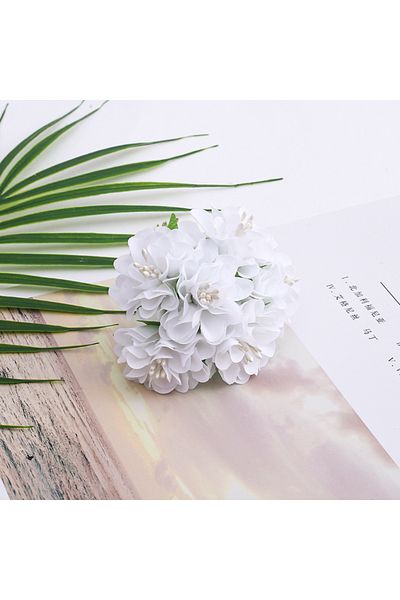 Choice 6PCS White 6/60pcs Silk Stamen Artificial Flower Bouquet Wedding Party Decoration DIY Handmade Wreat