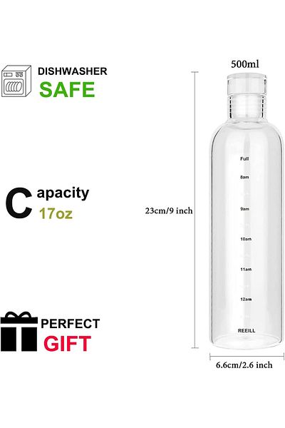 COOYA Water Bottle, With Printed Time Scale, Sports Water Bottle, Gym Office Outdoor Sports And Exercise