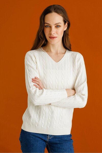 Desen Triko Жіночий V-подібний комір, повний плетений кашемір