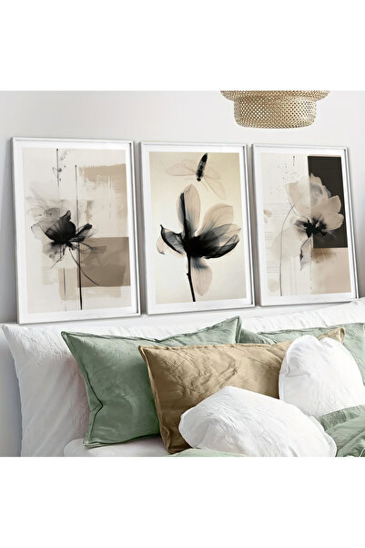 HOMEPACK Üçlü Ahşap Çerçeveli Tablo Üç Parça Poster Tablo Hpn400