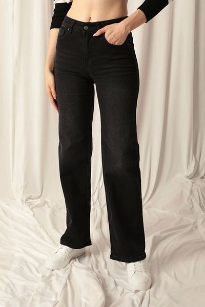 Lukas Denim Fabric Wide Leg Women's Black Jeans