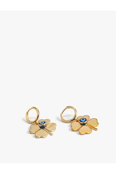 Koton Earrings Clover Shaped Evil Eye Bead Detailed
