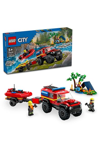 LEGO ® City 4x4 Kurtarma Botlu İtfaiye Kamyonu 60412 - 5+ Yaratıcı Oyuncak Yapım Seti (301Parça)