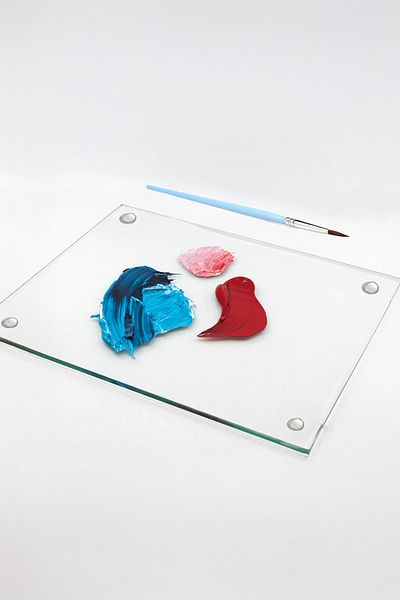 Vosevu Transparent Glass Painting Palette, with Silicone Feet, Shatter-Resistant, Paint Mixing Table, 35 X 23 cm