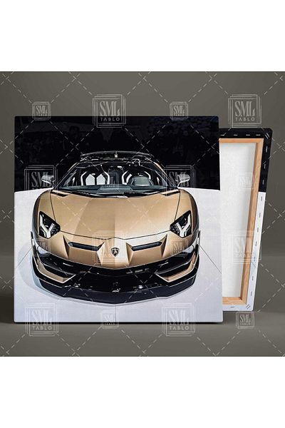 SML TABLO Τελευταίο μοντέλο Luxury Gold Sports Car Sport Car Τετράγωνος πίνακας καμβά