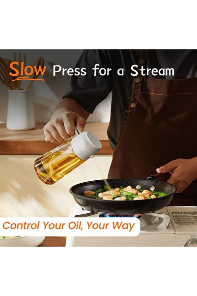 Generic 16oz Olive Oil Dispenser Bottle 2-in-1 Oil Sprayer & Pourer For Cooking, Air Fryer, Salad Pack Of 2