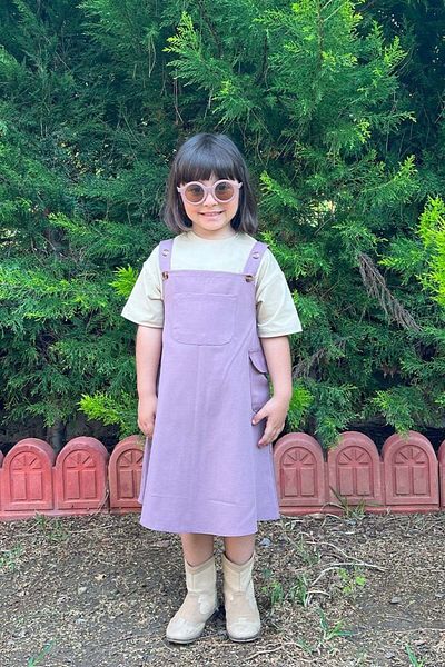 Ceylan Otantik Soft Lilac Duck Linen Children's Skirted Salopet