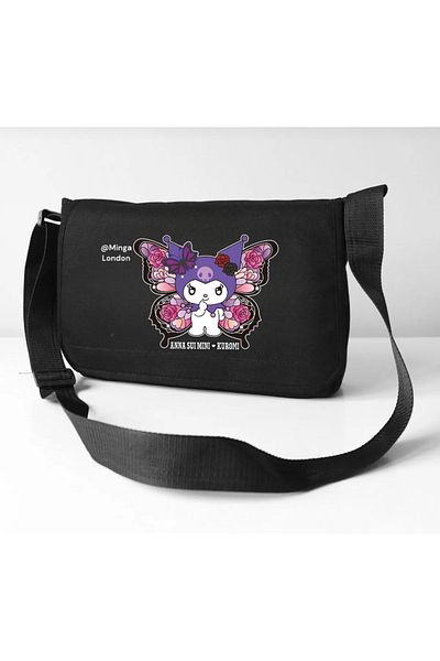 Minga London Black Kuromi Butterfly School, Curs, Tutoring Messenger Bag -Minga London