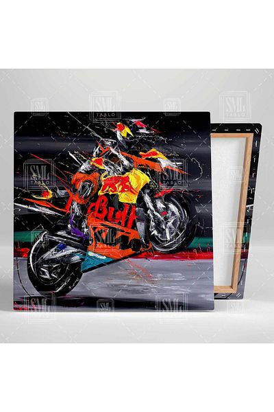 SML TABLO Speed ​​Passion Motor Racer Paint Splashes Οδηγός μοτοσικλέτας Τετράγωνος πίνακας σε καμβά