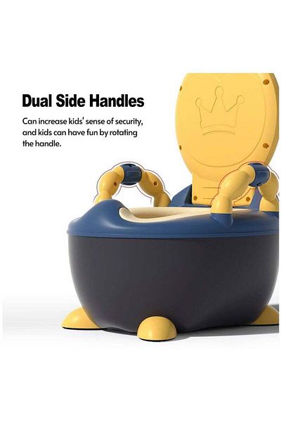 Yelajoy Potty Training Seat,with Lid and Soft Seat,Features Two Handles,Removed Splash Guard,for Kids,Blue