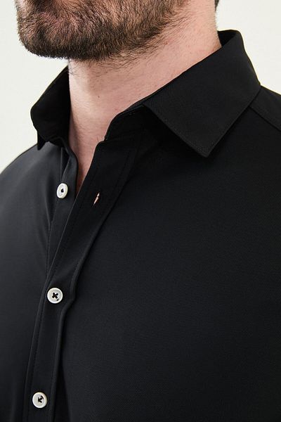 Mcr Straight Slim Fit Men's Shirt Black - 27072.25Y