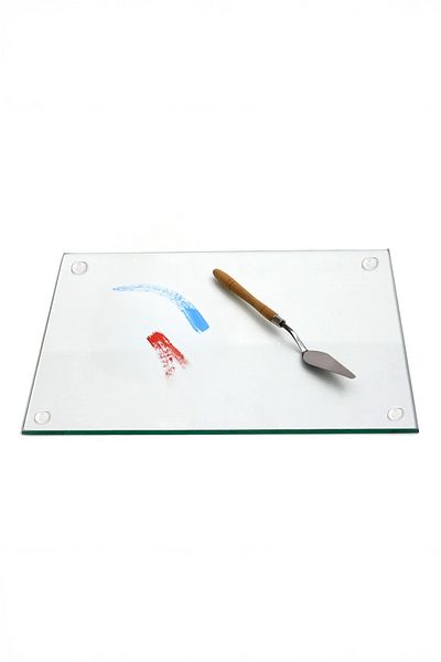 Vosevu Transparent Glass Painting Palette, with Silicone Feet, Shatter-Resistant, Paint Mixing Table, 45 X 30 cm