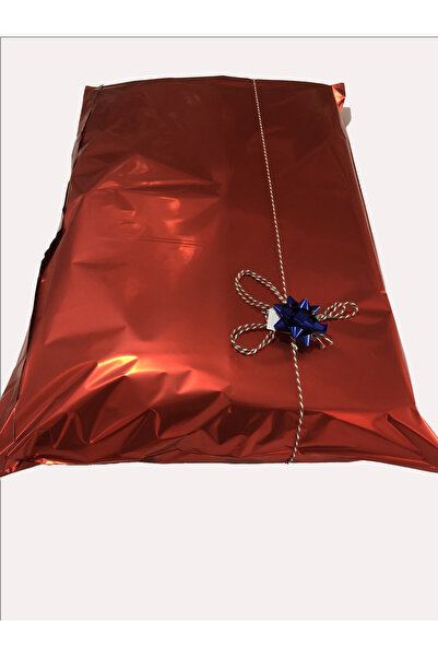 Dekals 3 lü Ultra Büyük Boy Kırmızı Yapışkanlı Metalize Hediye Poşeti Metalik Ambalaj Paketi 50x70