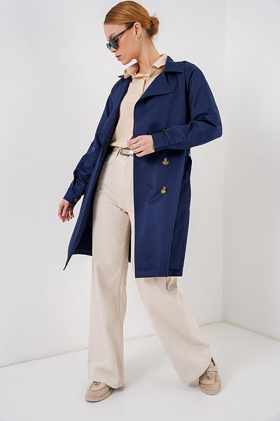 Bigdart 5864 Κοντή καμπαρντίνα με διπλό στήθος - Navy Blue