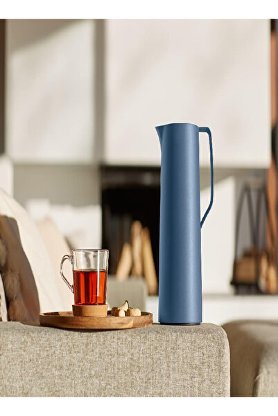 emsa N41703 Motiva Jug 1L | Quick Press | 12h Hot, 24h Cold | Glass Bulb | Nordic Blue | Germany