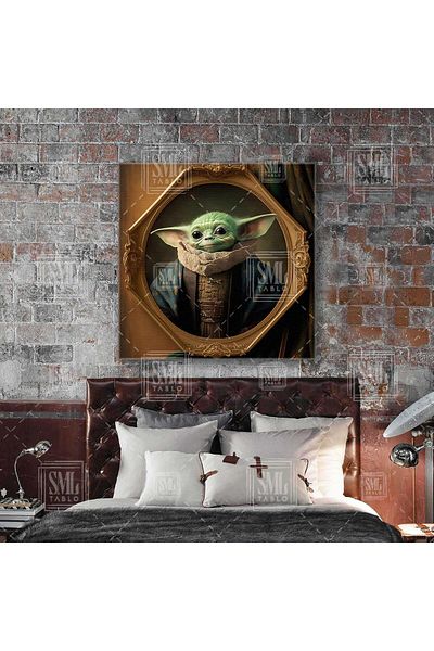 SML TABLO Star Wars Yoda Ξύλινη διακοσμημένη κορνίζα φωτογραφιών Διακοσμητικό τετράγωνο ζωγραφική σε καμβά