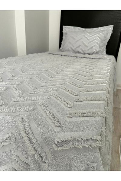 CANDAN ÇEYİZ Pompom Bohemian Single Gray Drape Bedspread Pike