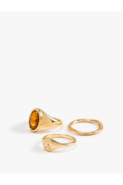 Koton Little Finger Ring Set 3 Piece Metal Stone