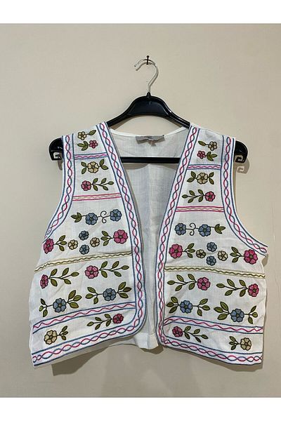 SEIZE THE DAY EMBROIDERED LINEN VEST