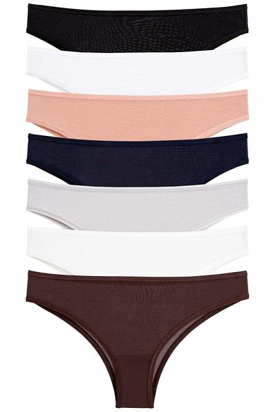 Nicoletta Дамски бикини Brazillian Thong Bamboo Lycra Antibacterial 7 Pack MIXCOLOR