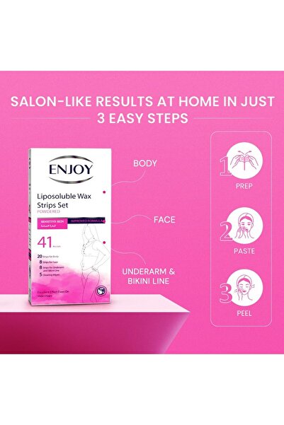 Enjoy 41pcs Liposoluble Wax Strips – Powdered, Sensitive Skin, Face & Body Hair Removal Set