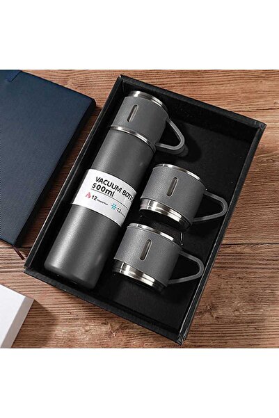 Kapris Paslanmaz Çelik Termos 3lü Set Gri Kap-291