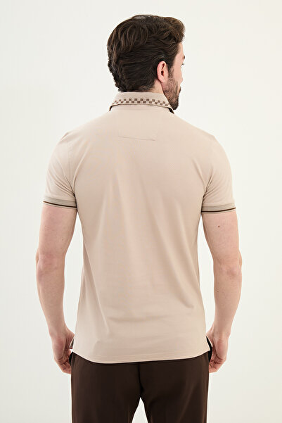 Mcr Ανδρικό μπλουζάκι με λαιμόκοψη Polo Slim Fit Μπεζ - 36853.25Y