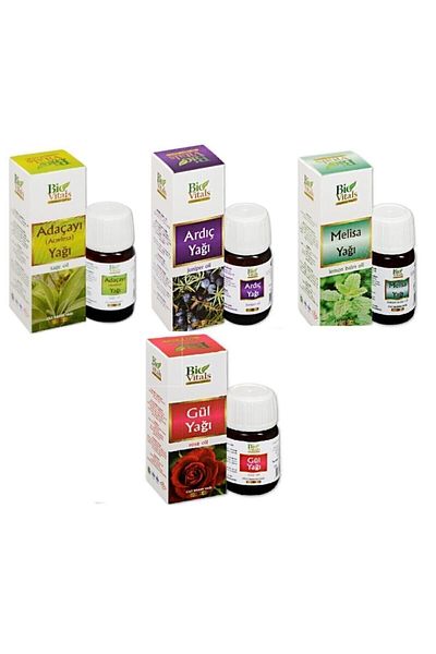 Bio Vitals 4-Piece Aromatic Massage Oil Set - Oil, Tea, Juniper, Lemon Balm and Rose Care