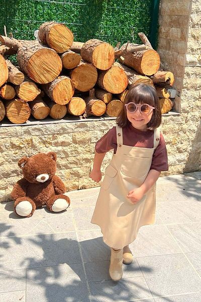 Ceylan Otantik Cream Duck Linen Children's Skirted Salopet