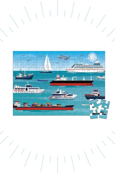 Bonkido 4 'lü Puzzle Set - 80 Parça Orkestra & Sualtı ,96 Parça Çuf Çuf Tren & Gemiler Puzzle