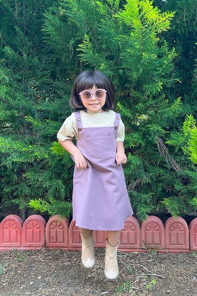 Ceylan Otantik Soft Lilac Duck Linen Children's Skirted Salopet