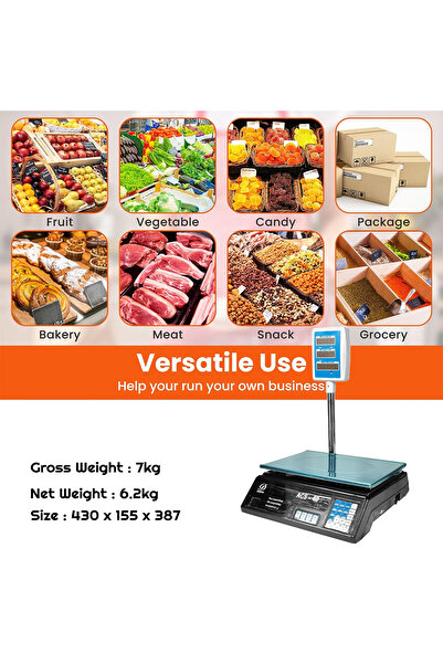 Generic Digital Price Computing Scale - Max Weight 40kg, 5g Graduation, LCD Display, Versatile Use (ACS-40)