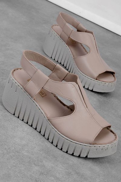 Lal Shoes & Bags Sandale cu talpă înaltă pentru femei Misha, din piele naturală, cu detalii din cauciuc, pantofi- nurcă