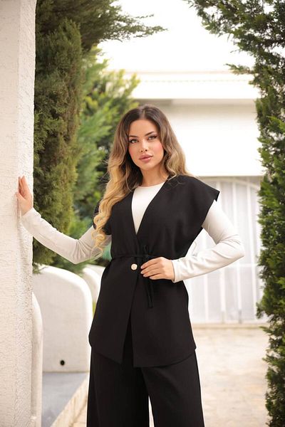 comstar Women's Stylish Long Vest Wide Leg Palazzo Pants Vest Suit