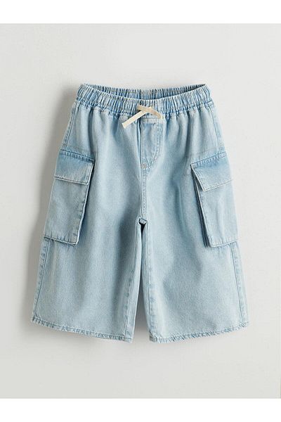 LC Waikiki Boy's Cargo Jean Shorts with Elastic Waist