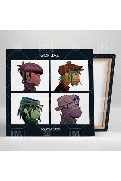 SML TABLO Εξώφυλλο άλμπουμ Gorillaz Demon Days Τετράγωνος πίνακας σε καμβά