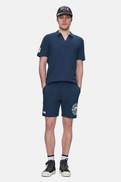 UCLA Sıerge Navy Knitted Shorts Printed Men's Knitted Shorts