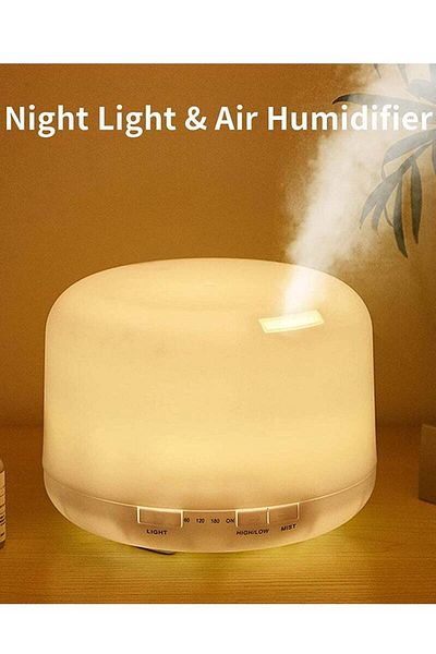 COOYA 500ML Air Humidifier,with 7 Color Lights，USB Charging ,for Home Office,17x12.5cm White