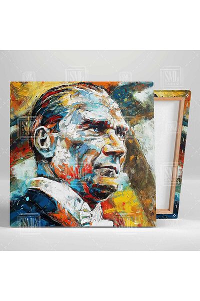 SML TABLO Mustafa Kemal Atatürk Portret cu aspect de carizma Pictură pătrată pe pânză